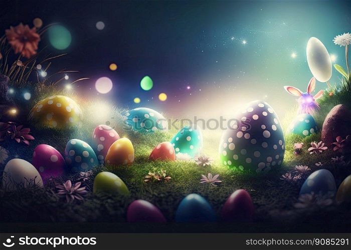 Happy Easter Holiday Background. Illustration Generative AI. Happy Easter Holiday Background. Illustration AI Generative