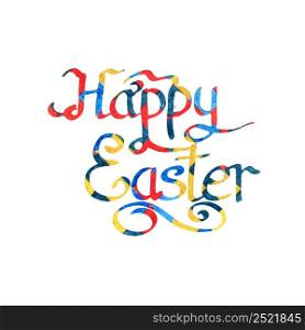 Happy Easter Watercolor Text. Isolated on White Background. Easter Design Element for Your Works