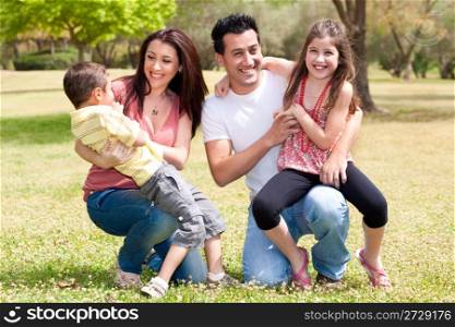 Happy family enjoying in the park,outdoor