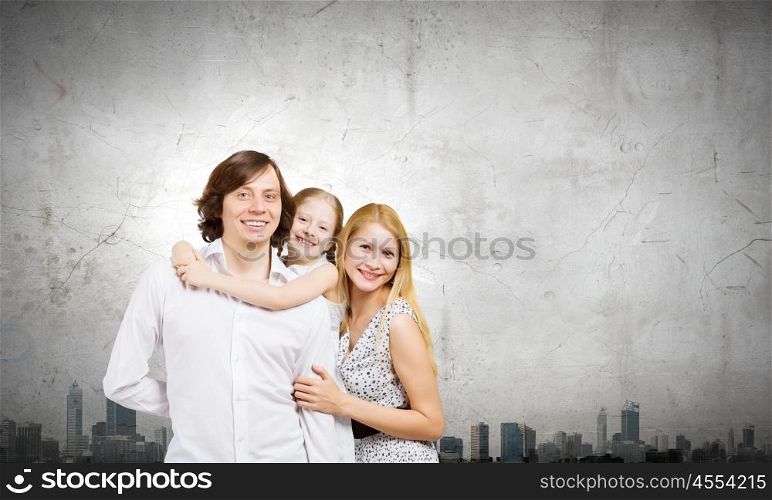 Happy family. Happy family of mother father and daughter