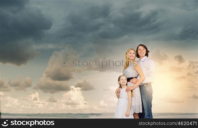 Happy family. Happy family of mother father and daughter
