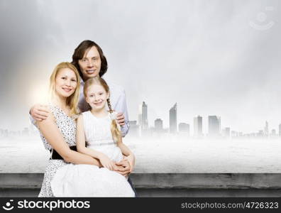 Happy family. Happy family of mother father and daughter