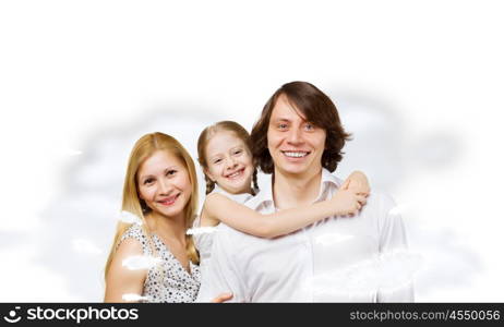 Happy family. Happy family portrait of mother father and daughter