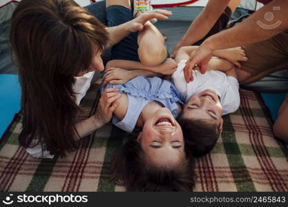 happy family having fun during picnic