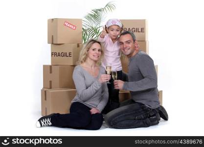 Happy family moving house