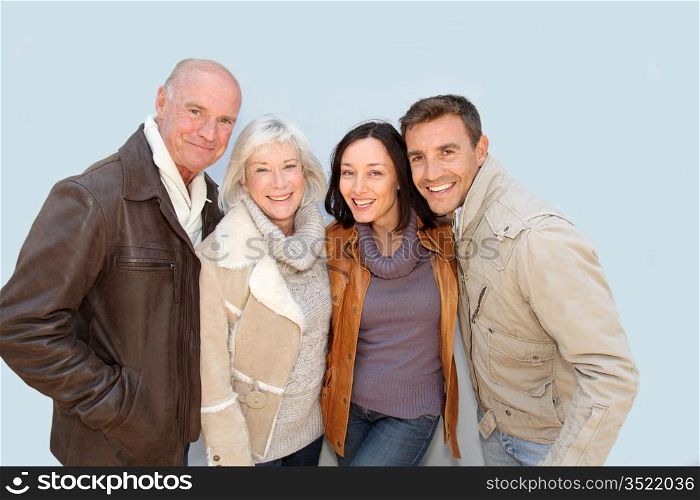 Happy family portrait in winter time