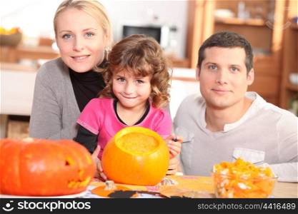 happy family ready for Halloween