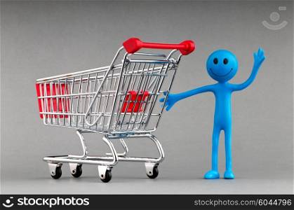 Happy family with shopping cart