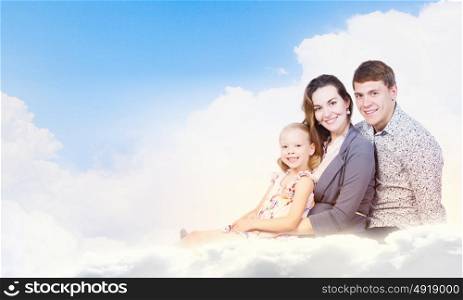Happy family. Young happy family of father mother and daughter