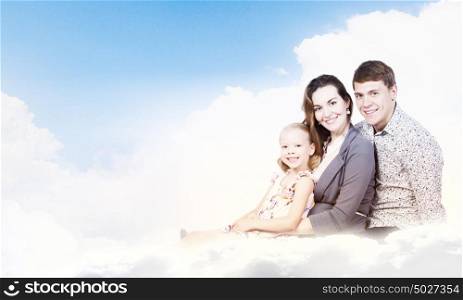 Happy family. Young happy family of father mother and daughter