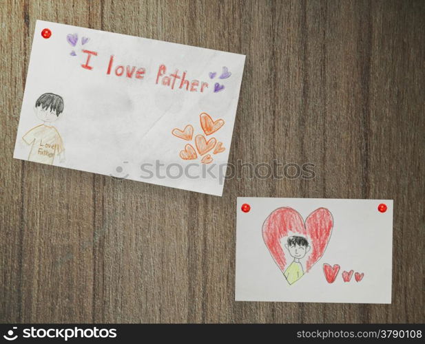 Happy Father&rsquo;s Day, paper on wood background