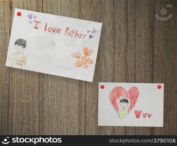 Happy Father&rsquo;s Day, paper on wood background