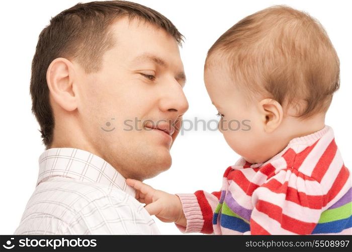 happy father with adorable baby (focus on man)
