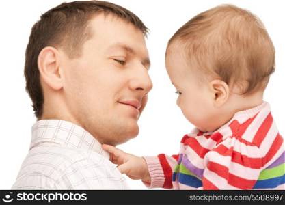 happy father with adorable baby (focus on man)
