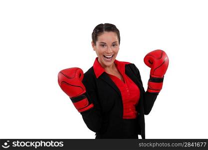 Happy female boxer