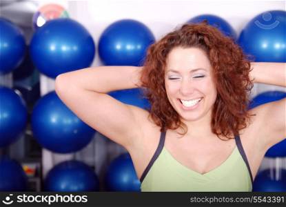 happy girl in fitness club