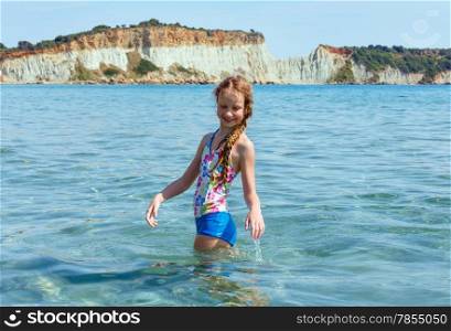 Happy girl in sea (Greece, Gerakas, Ionian Sea).