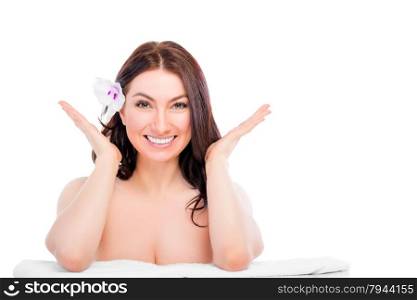 happy girl portrait on white background