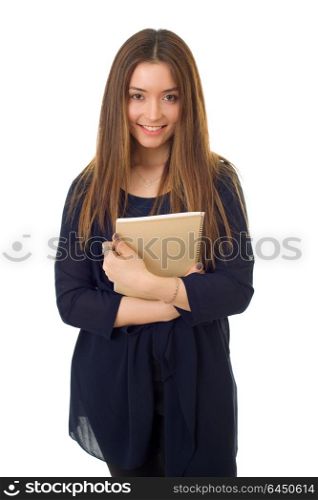 happy girl student isolated on white background