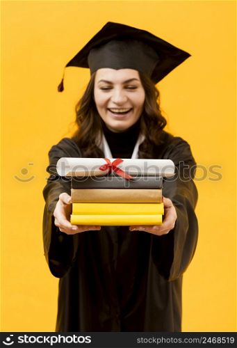 happy graduate student with diploma