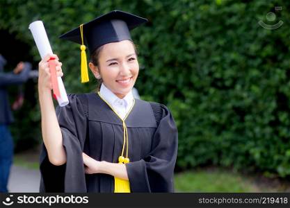Happy graduated student girl, congratulations - graduate education success - concept education.