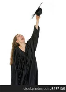 Happy graduation student throwing up cap