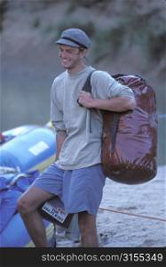 Happy Guy Going River Rafting