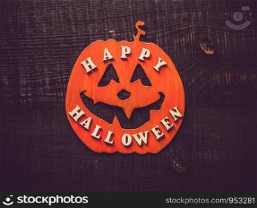Happy Halloween. Beautiful greeting card. Place for your inscription. Top view, close-up. Congratulations to loved ones, relatives, friends, colleagues. Happy Halloween. Beautiful greeting card. Top view