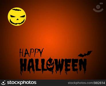 Happy Halloween, with a pumpkin in the dark and a black Halloween character on a black-orange background