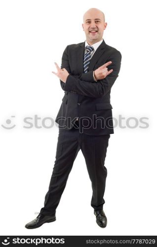 happy handsome businessman full length, isolated on white