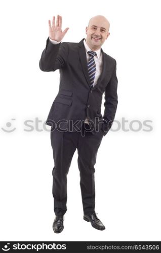 happy handsome businessman full length, isolated on white. businessman