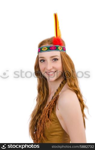 Happy indian woman isolated on the white