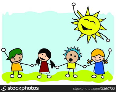 Happy kids illustration, vector art