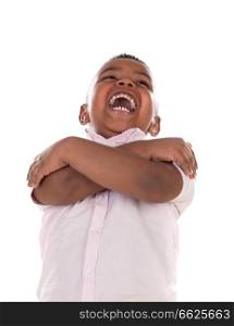 Happy latin laughing child isolated on a white background