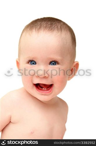 happy laughing baby isolated on white