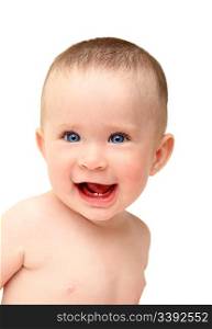 happy laughing baby isolated on white