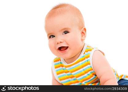 Happy Little Baby isolated on white background.