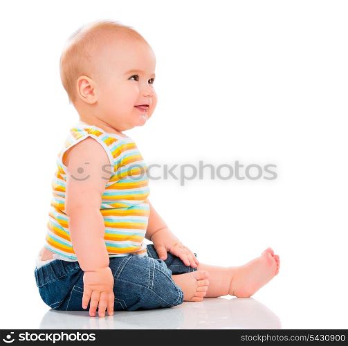 Happy Little Baby isolated on white background.