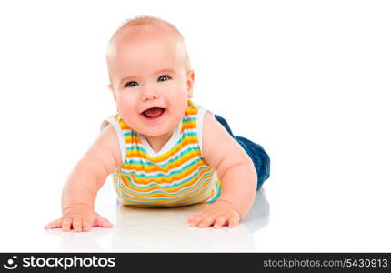 Happy Little Baby isolated on white background.