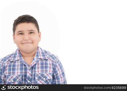 happy little boy smiling isolated on white