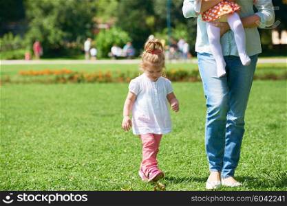 happy little girl have fun in park