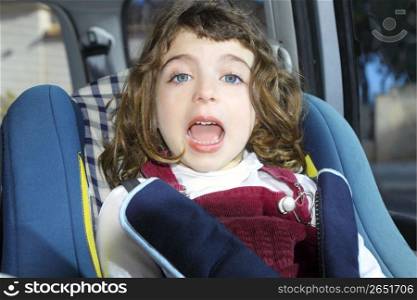happy little girl inside car children vehicle chair