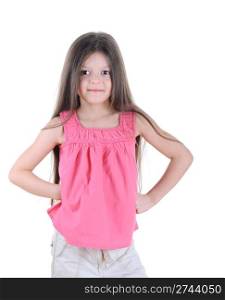 Happy little girl posing.Isolated on white background