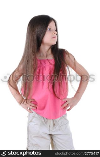Happy little girl posing.Isolated on white background