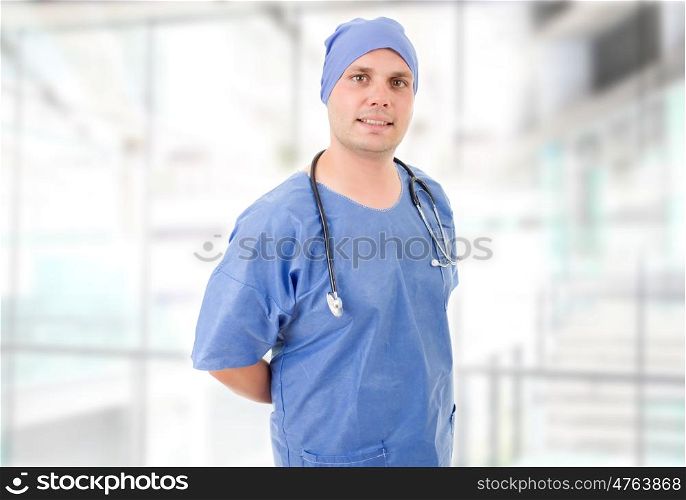 happy male doctor at the hospital