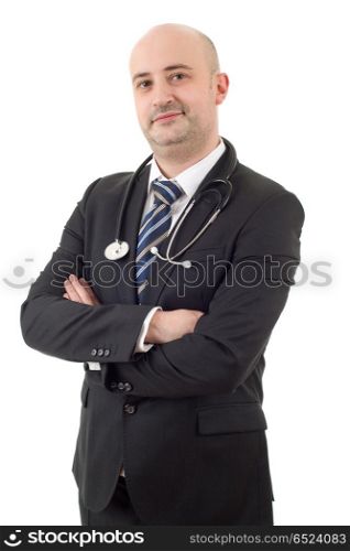 happy male doctor, isolated on white background. doctor