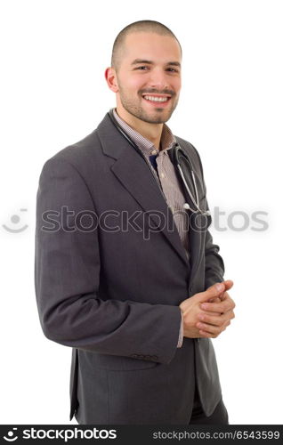 happy male doctor, isolated on white background. doctor