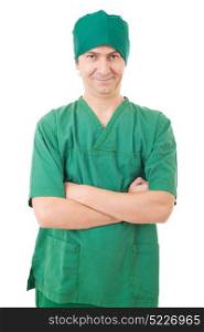 happy male nurse, isolated on white background