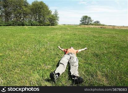 Happy man in grass
