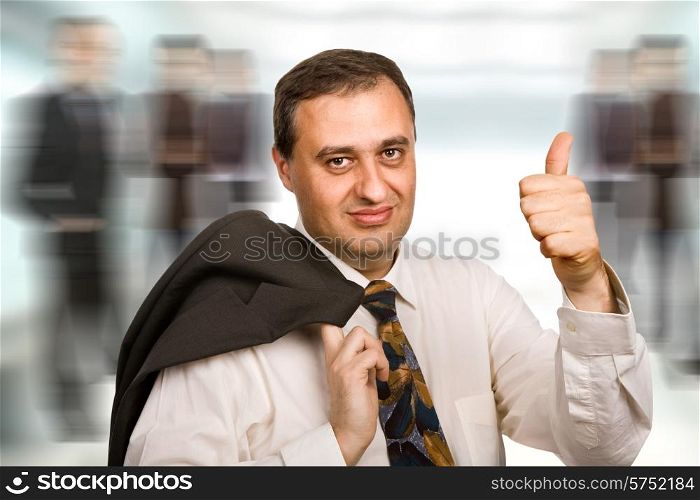 happy mature business man going thumb up